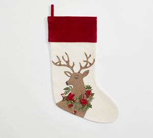 Calcetín de terciopelo personalizado para uso doméstico, bordado personalizado con nombre, diseño acolchado de Papá Noel, fieltro navideño, Nature4u, producto de 18 ", MOQ 50 Uds. - Product Image 3