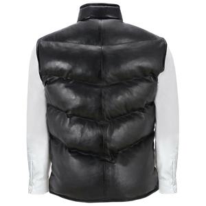 ATLANTIC-Gilet bouffant en cuir matelassé en peau de mouton noire pour hommes, coupe-vent décontracté, fermeture éclair, fourniture ODM - Product Image 3