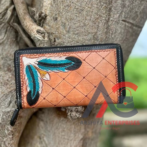 Pochette de sculpture usinée à la main étui de téléphone multi-usages élégant portefeuille en cuir élégant étuis multi-cartes pochette portefeuille pour les femmes - Product Image 1