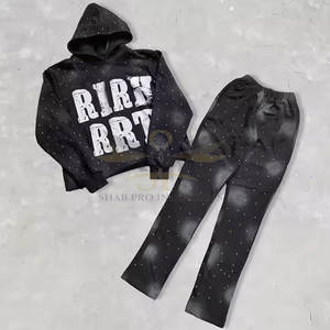 Survêtements de broderie de détresse de pull de haute qualité survêtements de broderie de détresse solides décontractés de grande taille - Product Image 3