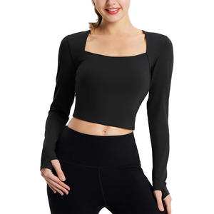 Tops Cortos de Yoga para Mujer, Personalizados, Ligeros, Lavados, de Alta Sujeción, Elásticos en Cuatro Direcciones, Transpirables, Ropa Deportiva, para Entrenamiento de Verano, OEM - Product Image 1