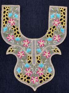 Embroidered Neck Patch / <b>Applique</b> for Kurti, Dress, and Garment Decoration Floral multicolor embroidery with artistic patterns - Product Image 3