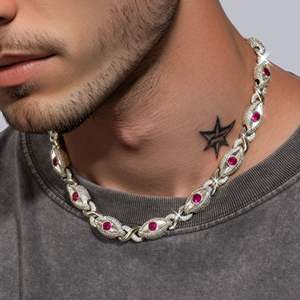 Collier Five Moissanite en argent 925 or blanc 14K 12mm avec yeux glacés et signe de l'infini - Product Image 1