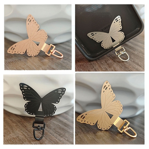 Populaire, universel, en métal, motif <span class=keywords><strong>papillon</strong></span>, avec patch porte-carte, détachable et rotatif, anti-perte, pour lanière de téléphone, sangle de coque de téléphone et cordon de suspension - Product Image 3