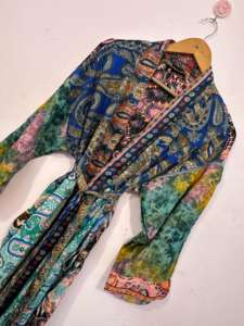 Bata de Kimono de seda de retazos para mujer, bata de novia de lujo de talla grande, ropa de descanso de luna de miel Bohemia, ropa de lujo de verano - Product Image 5