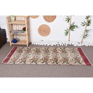Tapis en laine classique turc Vintage Beige rouge motif floral 3 X 6.1ft Rectangle grande surface Latex soutenu modèle tapis de chambre pour couloir - Product Image 1