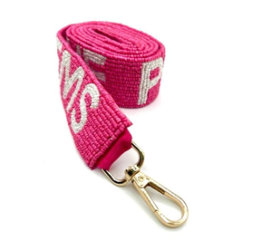 Sangle de sac à main rose brodée avec lettre et crochet doré, accessoire de sac personnalisé - Product Image 1
