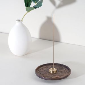 <b>Incense</b> <b>Holder</b> <b>for</b> <b>Sticks</b>, Handmade Upside-Down Wooden <b>Incense</b> Burner, with Brass <b>Incense</b> <b>Sticks</b> <b>Holder</b> - Product Image 2