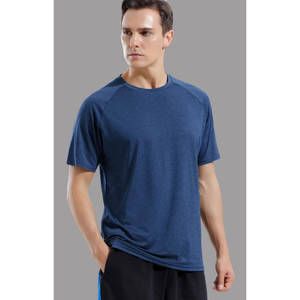 T-shirts de sport respirants en polyester et coton pour hommes grandes tailles, manches courtes, pour l'entraînement et le fitness (vente en gros) - Product Image 1