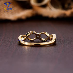 Lab-Stone Party Wear Anillo de diamantes 0.239 TDW Diamante de corte redondo Oro amarillo Color DE LA EF-VS - Product Image 4