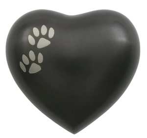 Personalized Heart Paw Print Memorial Cremation Pet Urn in <b>Slate</b> Loss Aluminium Funeral Urn with Brass Finish Urn - Product Image 3
