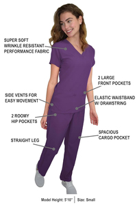Ensembles uniformes d'allaitement à col en V pour femmes vente en gros de vêtements d'hôpital extensibles en coton polyester denim pour les professionnels de la santé - Product Image 6