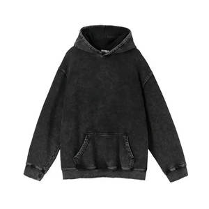Sweat-shirts pour hommes en coton French Terry à épaules tombantes, coupe ample, à fermeture éclair, avec rivets et strass, poids lourd, sur mesure OEM - Product Image 1