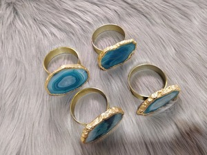 Ychon gros argent or bague Rose fleur avec résine métal rond de serviette boucle de serviette créatif vaisselle décoration - Product Image 4