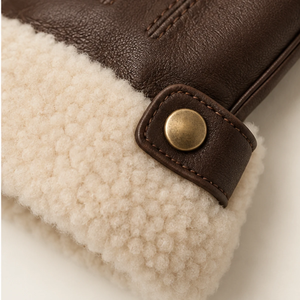 Leather <b>Gloves</b> <b>With</b> Faux <b>Fur</b> Lining Thermal Winter Outdoor Wrist Length Plain Style Handmade Leather <b>Gloves</b> Factory Custom Color - Product Image 4