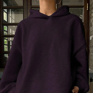 Vestido con capucha para mujer, jersey de lana de manga larga, sudadera, atuendo informal cálido y acogedor, ropa de calle elegante para invierno o ropa de salón - Product Image 4