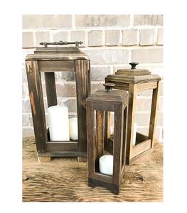 <b>Vintage</b> Candle Holder Wood and Glass Candle <b>Lantern</b> Manufacturer and Exporter Antique Design Mango Wood and Glass Candle <b>Lantern</b> - Product Image 1