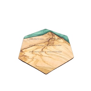 คุณภาพอีพอกซีเรซินCoasterไวน์บาร์โต๊ะเครื่องดื่มและโรงแรมใช้Lusrous Coastersสไตล์ไม้ชาฟรีSimpleเรซิ่นถ้วยโดยSCI - Product Image 1