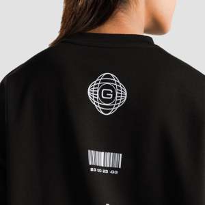Sweat-shirt surdimensionné pour femme Sanctuary, en maille de soie respirante, coupe courte, noir, de haute qualité - Product Image 5