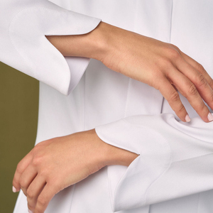 YUHONG <span class=keywords><strong>Camice</strong></span> da Medico Elegante Bianco a Maniche Lunghe per Donne, Uniforme Ospedaliera in Poliestere/Cotone Intrecciato Resistente e Confortevole - Product Image 6