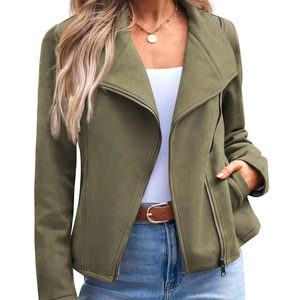 Chaqueta de Cuero de Manga Larga para Mujer, Resistente al Viento, Transpirable, de Satén, Diseño Único, Venta Caliente, para Ropa de Calle - Product Image 1
