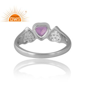 Nouveautés Bague en argent plaqué palladium avec topaze rose naturelle et topaze blanche Fabricant de bijoux de conception personnalisée - Product Image 2