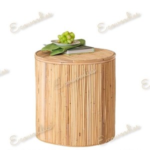 Élégant petit meuble de restaurant pour la maison Table d'appoint en rotin avec panneaux en bois au design classique magnifiquement décorative pour les hôtels - Product Image 4