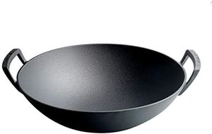 Venta al por mayor sostenible de hierro Kadhai esmalte recubierto Wok Pan utensilios de cocina de hierro fundido con características de vidrio y plástico para cocinar - Product Image 2