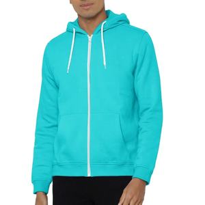 Sudadera con capucha Varsity informal para hombre, 100% algodón, cierre de cremallera de invierno, servicio OEM, sudadera básica con patrón sólido procesado lavado - Product Image 1
