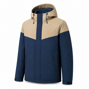 windbreaker jacket hooded polyester spandex water resistant navy beige men outdoor custom wholesale supplier bulk shell zip rain - Product Image 3