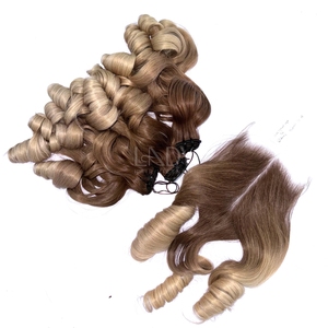 Cabello fino ondulado de bebé de la más alta calidad, color personalizado de cabello humano real con cierre y paquete al por mayor - Product Image 1
