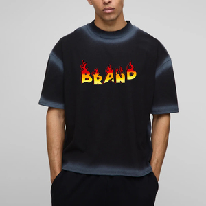 T-shirt pour homme en coton 100% de haute qualité OEM, délavé au soleil, vintage, coupe ample, logo imprimé personnalisé, t-shirt délavé à la pierre pour homme - Product Image 3