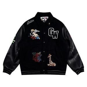 Veste universitaire en laine avec logo personnalisé et patchs en chenille, col montant de haute qualité, veste brodée pour homme - Product Image 5