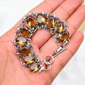 สร้อยข้อมือโทแพซสีน้ำผึ้ง เงินแท้ 925 ทำด้วยมือ เครื่องประดับเงิน สร้อยข้อมือพลอย ของขวัญวันเกิด วันแต่งงาน สำหรับเธอ - Product Image 5