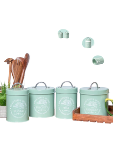 Juego de latas de almacenamiento de verduras modernas de hoja galvanizada, contenedor de comida de Metal ecológico para cocina con tapa - Product Image 2