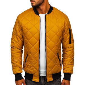 Blouson Bomber matelassé épais de haute qualité pour homme avec col montant, logo frontal, en toile respirante et chauffante pour les entraînements hivernaux - Product Image 2
