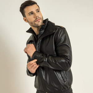 High Quality Men Stylish Sheep Leather <b>Racer</b> <b>Jacket</b> Custom Design Embroidery Comfortable Soft Waterproof Breathable Front Logo - Product Image 2