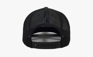 High-Quality <b>Blue</b> Trucker Hat Featuring 6-Panel Construction, Hammerhead 2D Embroidered Artwork and Black Mesh - Product Image 5