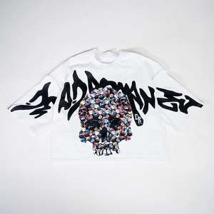 เสื้อยืดคอตตอนออร์แกนิคทรงปกติสำหรับผู้ชาย แบบขายส่ง สั่งทำได้ ปักลายคุณภาพสูง พิมพ์ลาย สไตล์ฮิปฮอป สตรีทแวร์ ทรงบ็อกซี่ - Product Image 5