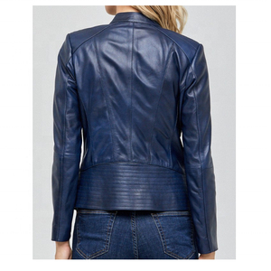 2026 chaqueta de cuero de motorista genuino de alta calidad para mujer Slim Fit y logotipo personalizado disponible Costura Premium, manga larga - Product Image 4