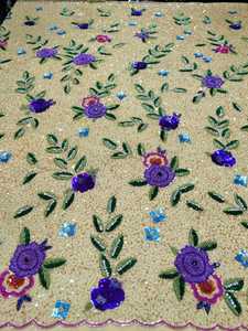 เลื่อมปักด้วยมือเป็นมิตรกับสิ่งแวดล้อมสุดหรูปักเลื่อมลายใบไม้สีแดงสีทองเนื้อผ้าฝ้ายออร์แกนิก100% ทอเคลือบเอปพิน - Product Image 4