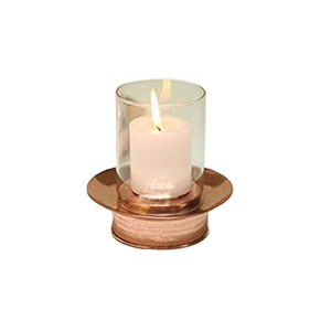 Marvelous Design Candle <b>Holder</b> In Copper <b>Hammered</b> Candle Container With Brass Handles And Knob At Bestest Prices - Product Image 2