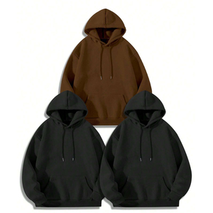 Meilleur fournisseur Sweats à capuche à manches longues avec poche et tenue décontractée de tous les jours Pulls à capuche solides et lourds au tarif de gros - Product Image 1