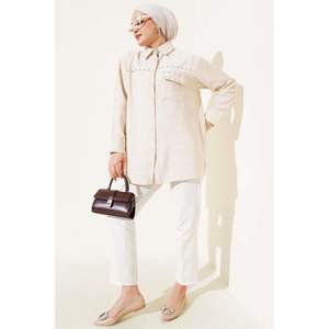 Chemise à Poche à Rabat en Métal Beige - Product Image 3