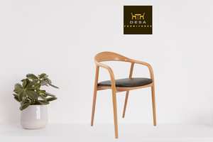 Silla de Comedor Escandinava Moderna y Minimalista, Madera de Teca Sólida, Tapicería de Lino, Ecológica y Duradera para Uso en Interiores/Exteriores y Hoteles - Product Image 6