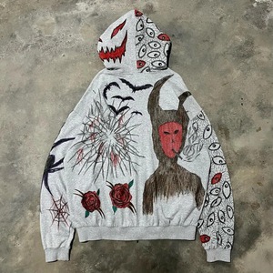 Harajuku yeux impression sweats à capuche femmes surdimensionné zip up sweat à capuche streetwear tricoté goth sweat coréen hauts grunge y2k vêtements - Product Image 1