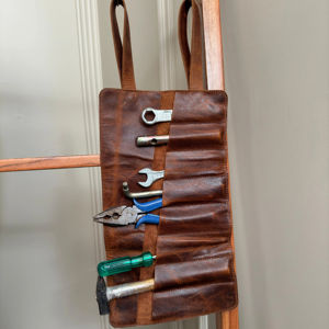 Fabriqué à la main en cuir véritable petit outil rouleau sac fabricant cuir de vachette Portable porter pochette outils organisateur outils Wrap - Product Image 2