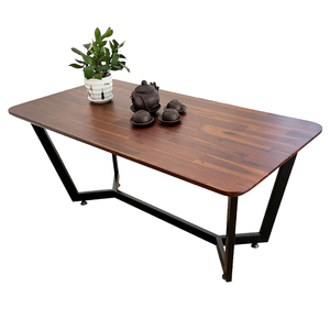 Mesa de Salón Rectangular Moderna de Madera de Acacia con Patas de Hierro 100x50x45cm-TT68222 - Product Image 3