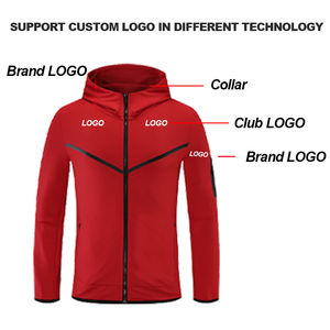 Chándal de invierno personalizado de talla grande para hombre, Sudadera con capucha y conjuntos de forro polar tecnológico para correr, cremallera, algodón liso, sólido, nuevo diseño en blanco - Product Image 5