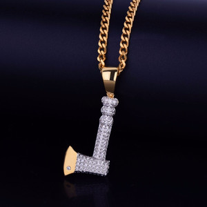 Collier pendentif Hip Hop Moissanite style hache en or 18 carats pour hommes et femmes chaîne à la mode nouveauté - Product Image 1